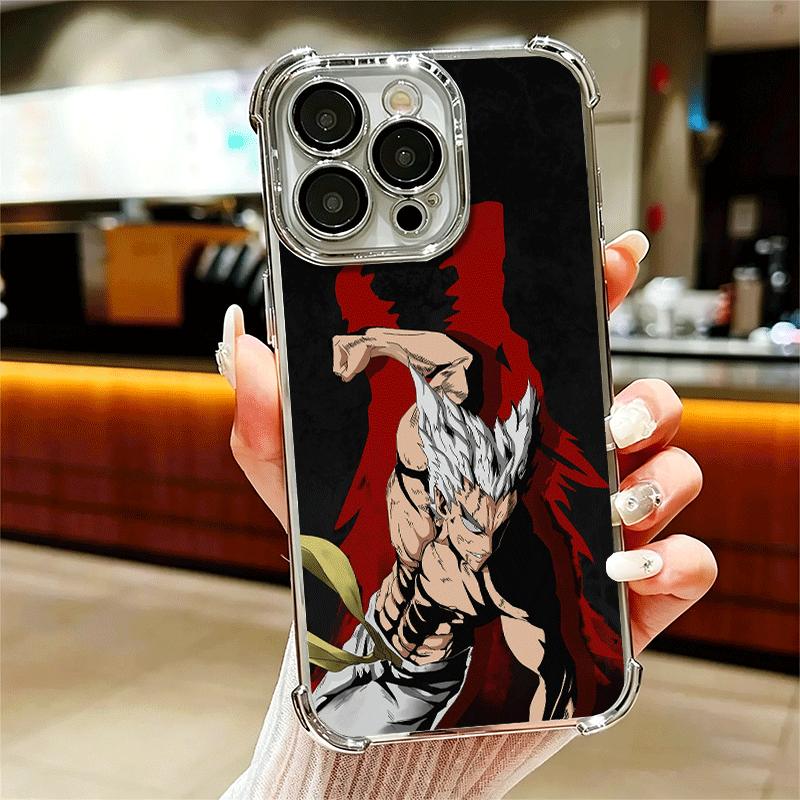 One P-Punch-Mans Garou Soft Phone Case For iPhone 15 16 17 Air 14 Pro Max 16E Plus 13 12 Mini Plating Anti-Fall Fundas