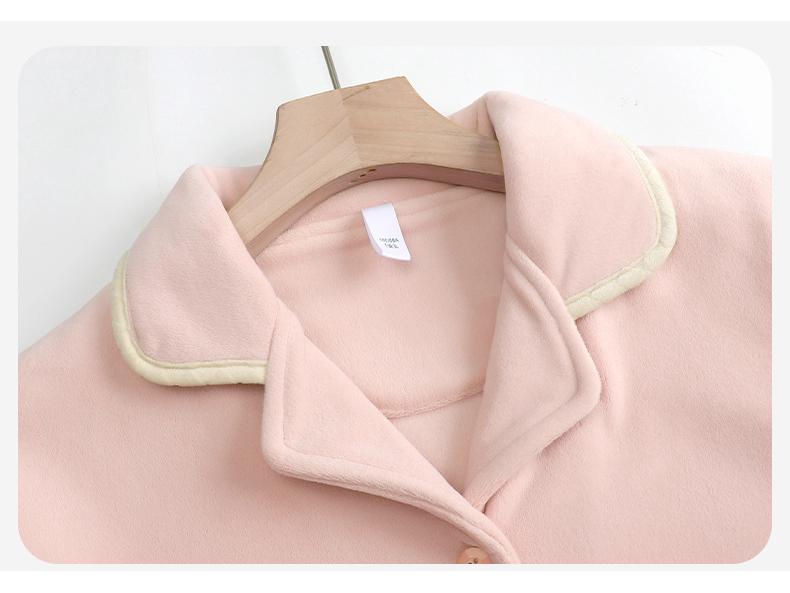 Women's Thickened Coral Fleece Pajamas Set - Long Sleeve, Warm, 2025 New Autumn/Winter Style Homewear