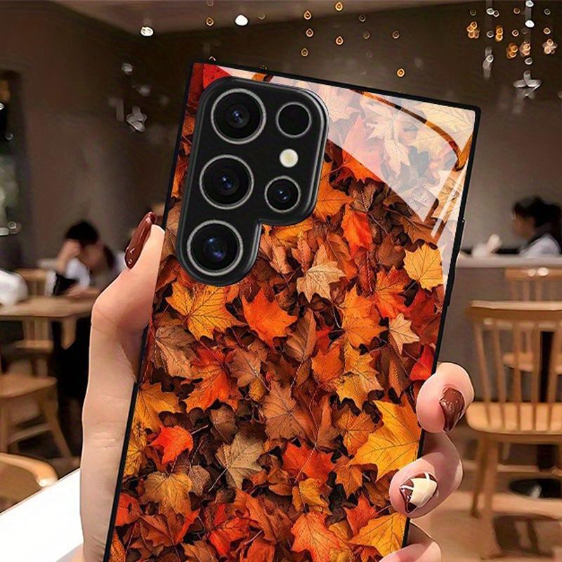 Herbst-Ahornblatt-Muster Gehärtetes Glas Handyhülle Für Samsung Galaxy S23 S24 S25 S26 Ultra Plus FE Stoßfeste Hülle