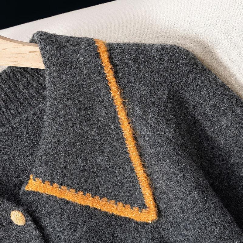 Women's Color-block Lapel Knit Cardigan