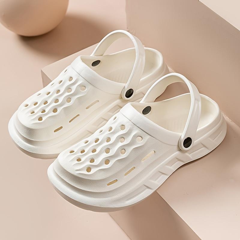 Solid Color Trendy Slippers, Soft Sole Platform Closed Toe Two-way Wear Garden Slippers, Non-slip Summer Beach Slides