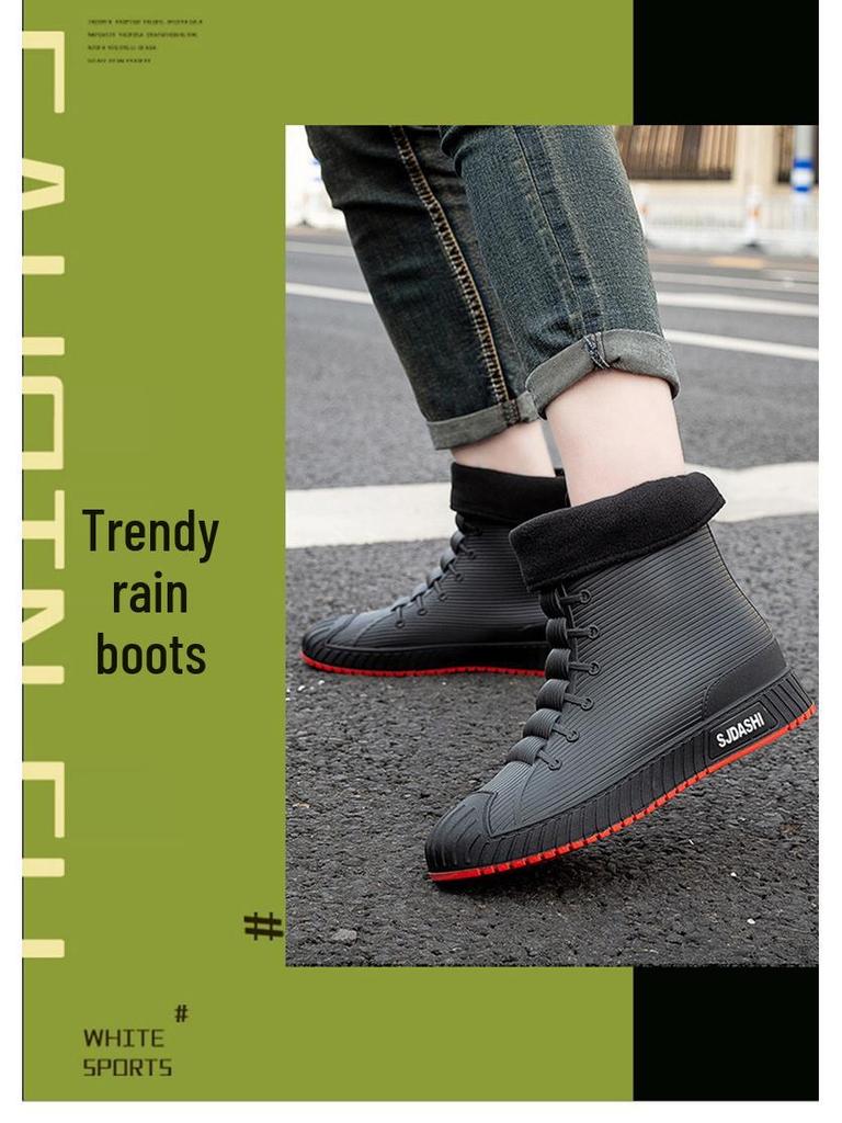 Unisex Wasserdichte Kurze Regenstiefel: Fleecegefüttert, Warm, Rutschfest, Abriebfest, Bequemes Freizeit-Schuhwerk.