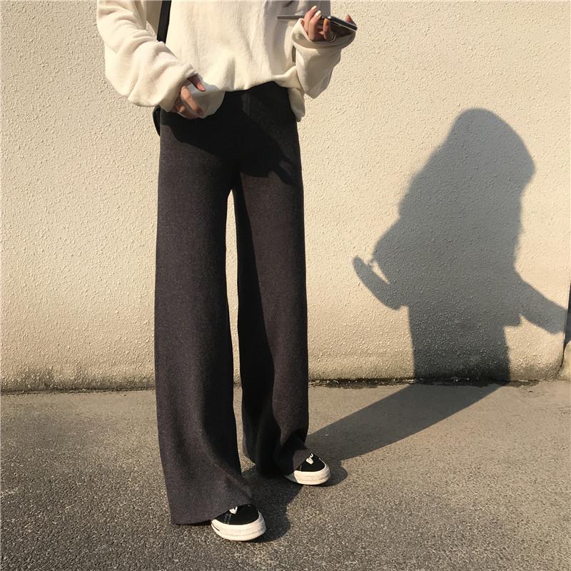Women's High-Waist Knitted Wide-Leg Pants - Autumn 2019 Edition