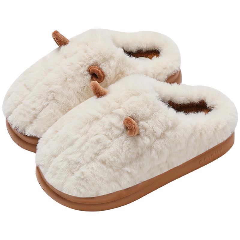 Cotton slippers autumn and winter 2025 new home interior non-slip and warm home thick bottom couple velvet cotton mop