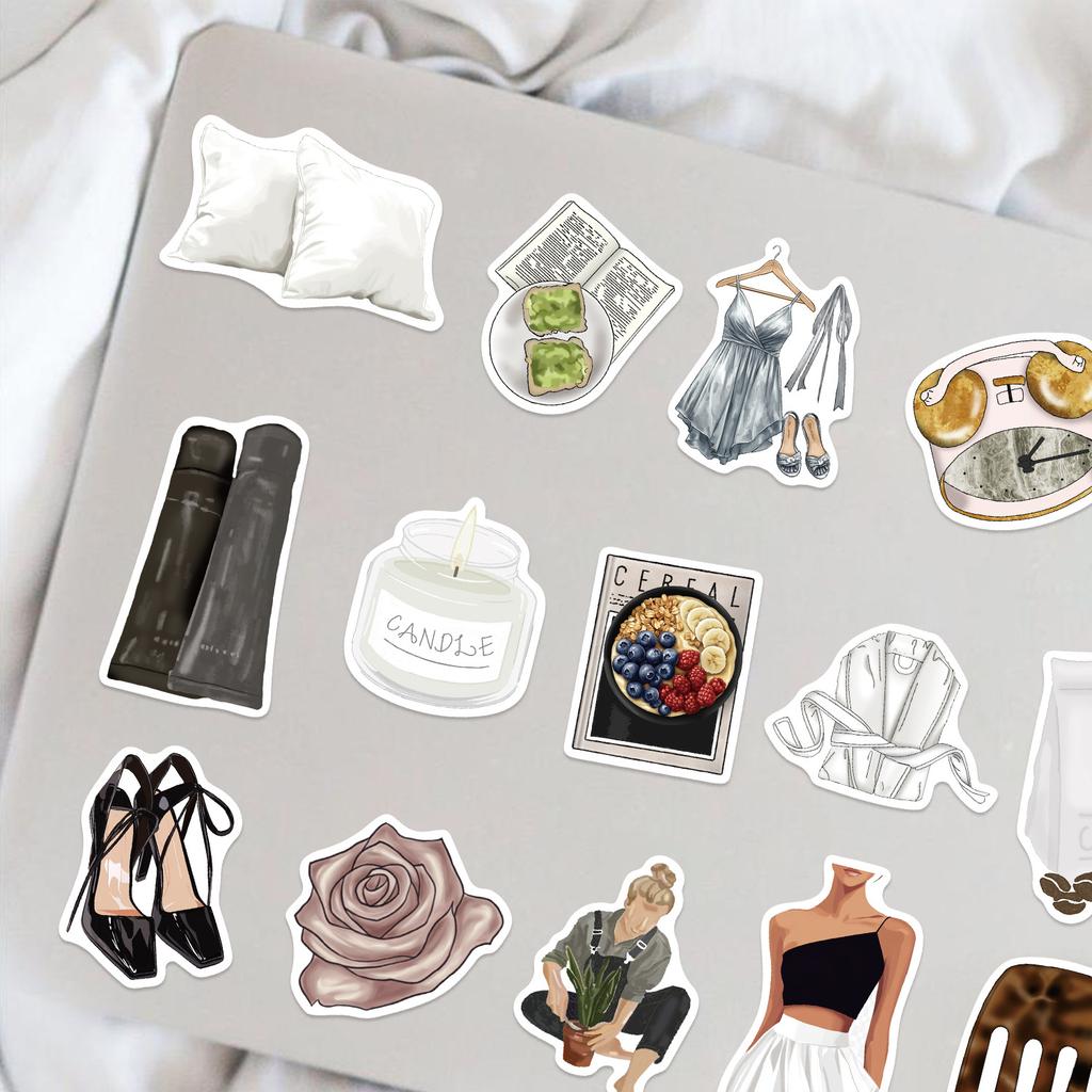 50pcs Clean Girl INS Aesthetics Art Graffiti Stickers Phone Guitar Laptop Suitcase Cup Waterproof Cartoon Sticker Kids Toys