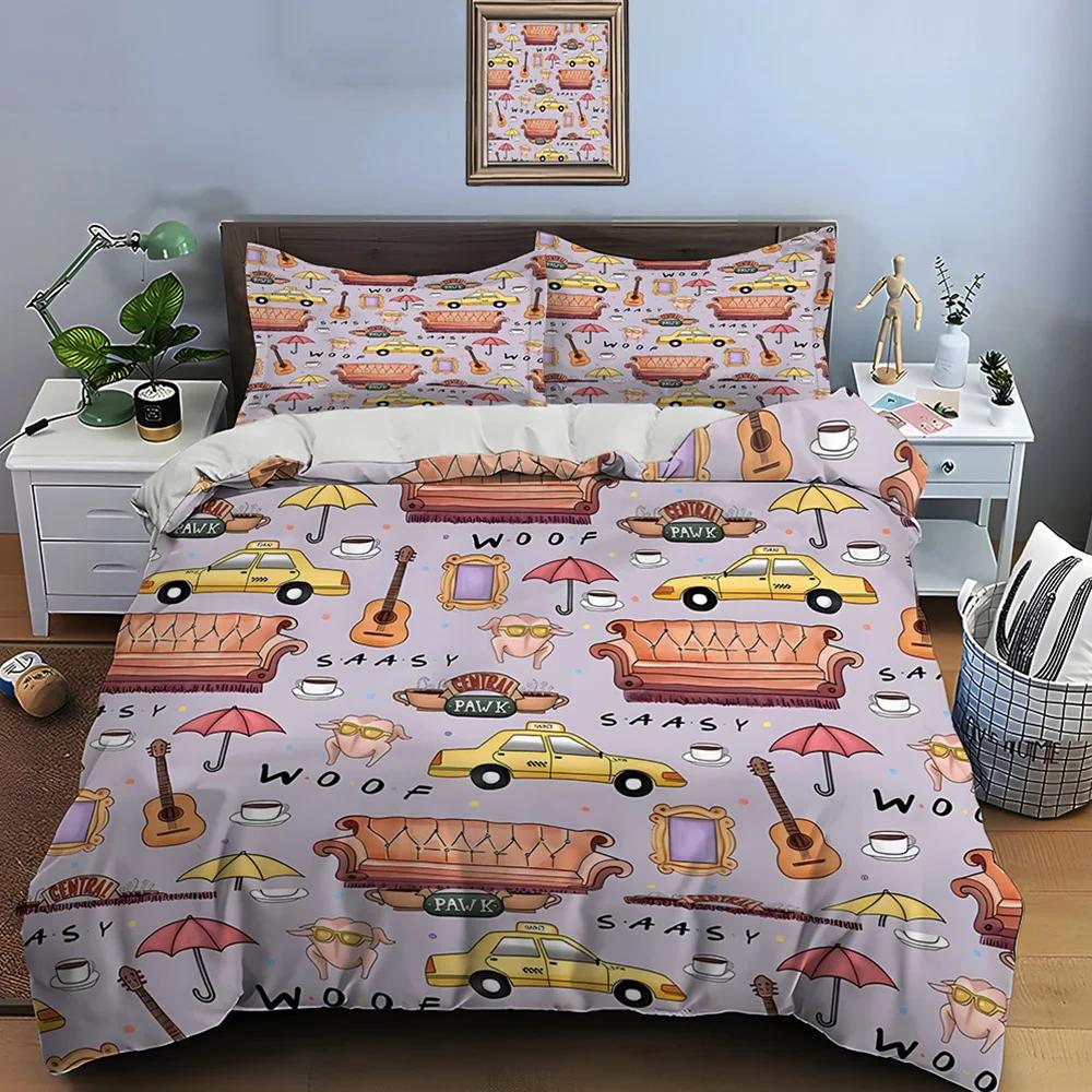 Funny Friends Print Bedding Set Best TV Show Duvet Cover Set Adult and Children Bedding Set Luxury TV Show Pattern
