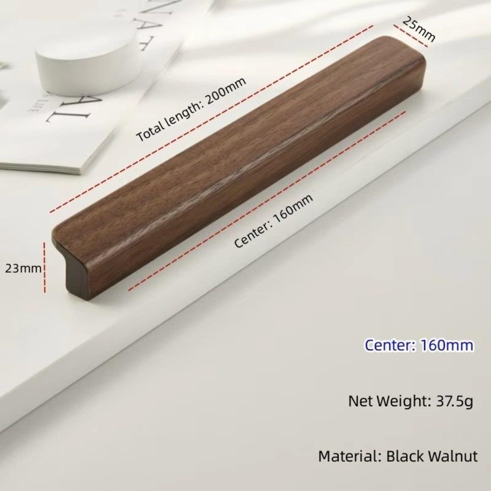L Shaped Cabinet Pull Oak Walnut Bar Handle Elegant Wooden Knob