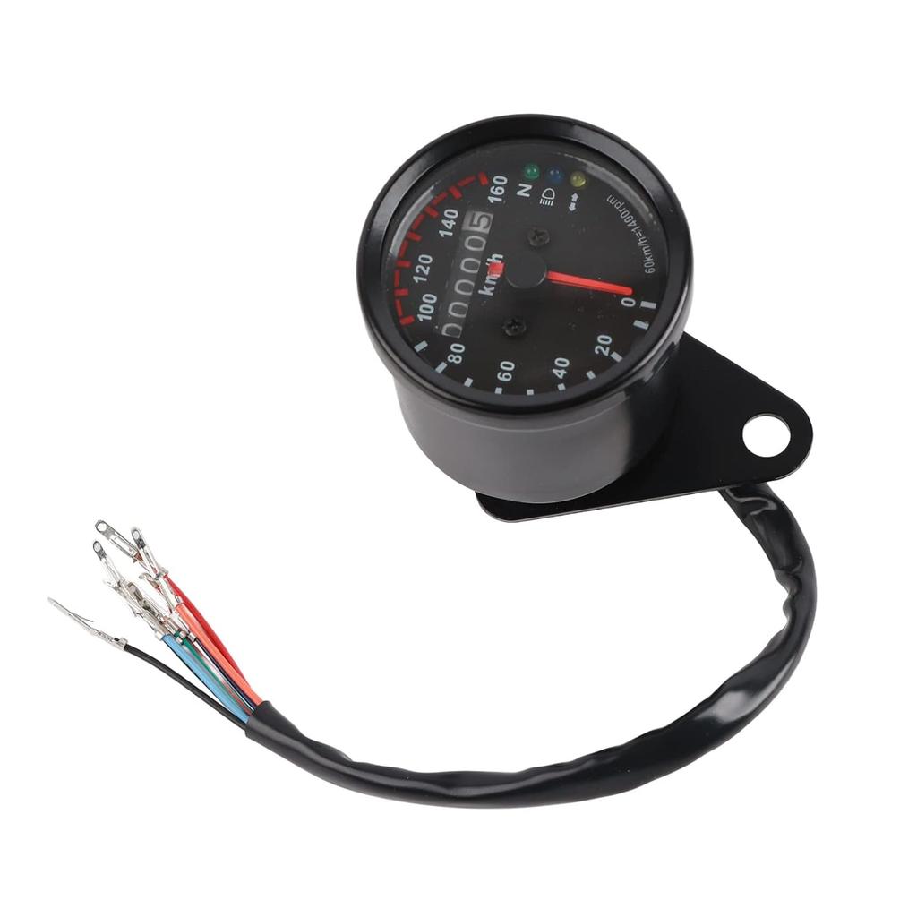 12V Universal LED Backlight Motorcycle Odometer Speedometer Gauge K/MH Single Indicator (Black)