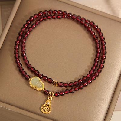Fish Red Beaded Bracelet Calabash Beads Bangles Lustrous Lucky Pendant Bracelet  Gift
