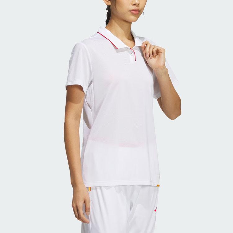 Adidas Club Tennis Polo Shirt With Colorblock Logo Women Tops White IV7581