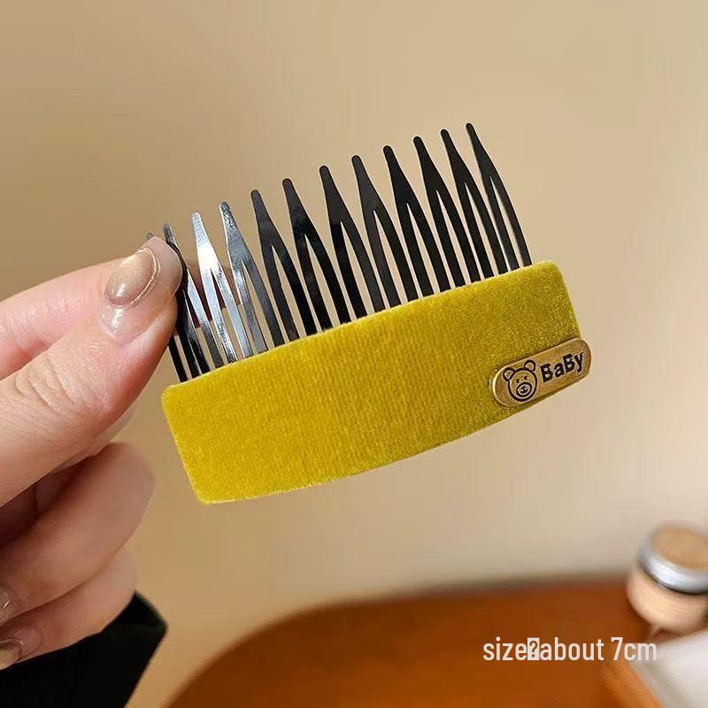 

Velvet Upside Down Comb Hair Clip for Women - Fixes Bangs, Baby Hair, and Back of Head Hairpin Headwear, Retro Autumn/Winter 2025 Style.