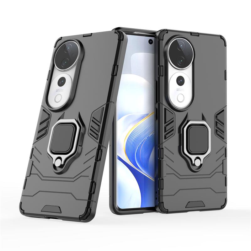 

Для Vivo V40 Чехол Vivo V40 Pro Capas Phone Bumper Back Защитный ПК Противоударный Полный Держатель Кольцо Магнитный Fundas Vivo V40 For Vivo V40 Pro