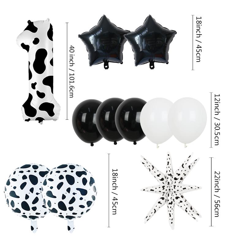 Animal Pattern Cow Pattern Series Printed Latex Ball Digital Column Explosion Star Balloon Children's Birthday Party Decoration