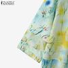 ZANZEA Women Casual Round Neck Loose 3/4 Sleeve Print Blouse