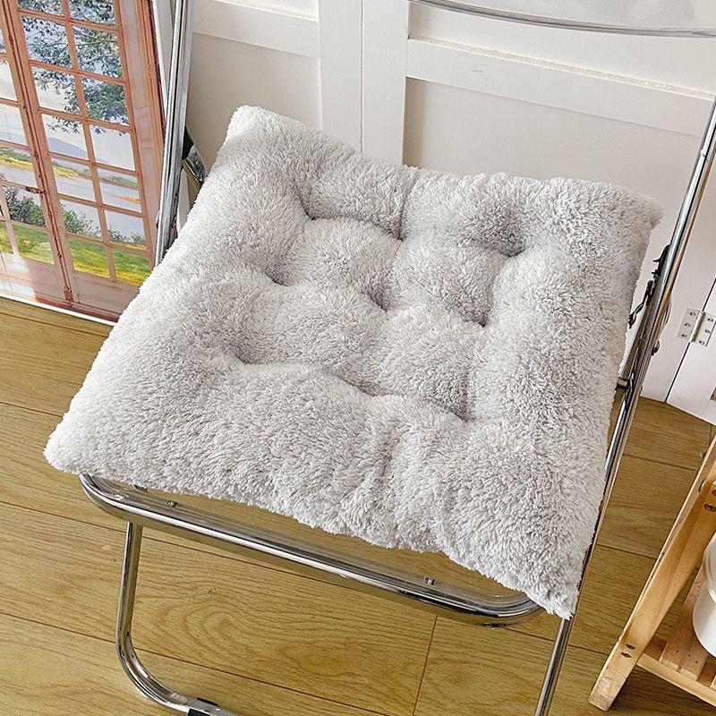 Double-Sided Long Plush Seat Cushion – Soft, Solid Color Chair Pad for Home, Balcony, Tatami Floor Mat, or Student Chair.