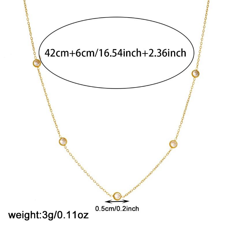 Gold Zircon Station Necklace Dainty Choker For Women