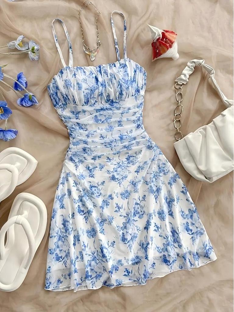 2026 Chic French Floral Slip Dress: Waist-Cinching Summer Fashion