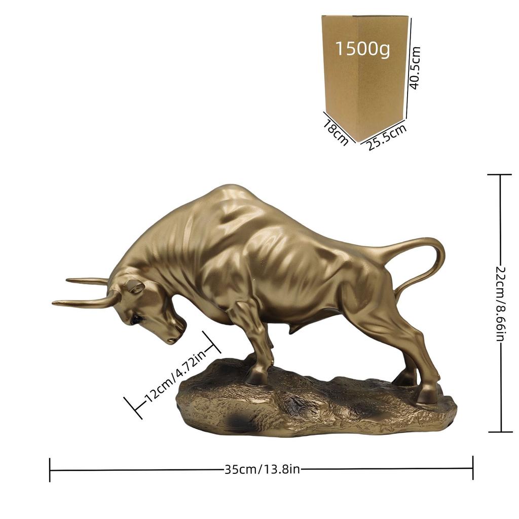 Creative Water Transfer Colorful Wall Street Bull Ornament, Resin Craft For Home Living Room Entrance Desktop Decoration