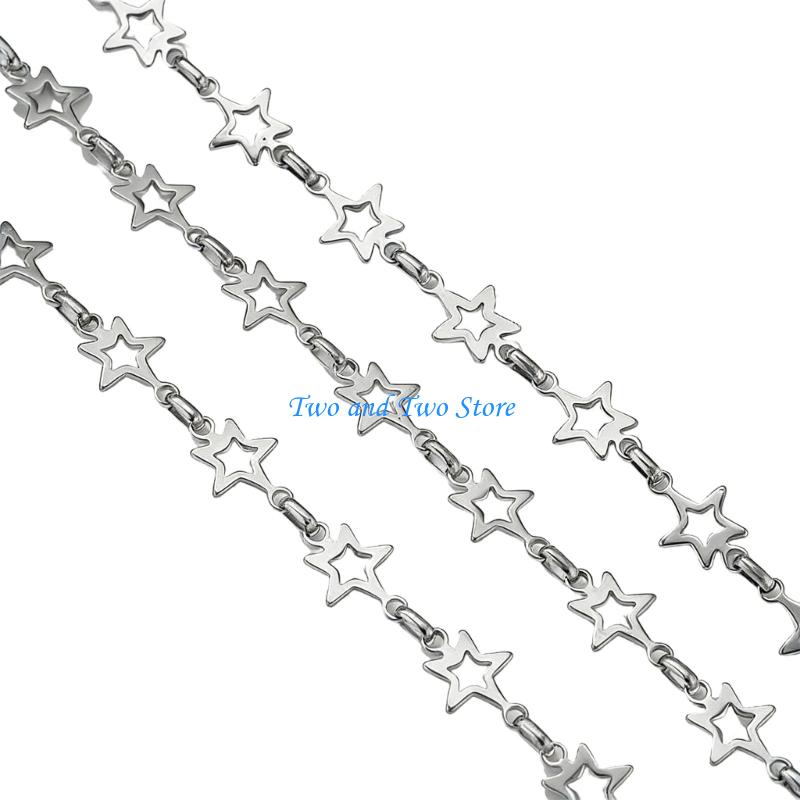 HX6F Practical Hollow Star Pattern Chain Extender Multipurpose Jewelry Chain Metal Texture Suitable for Most Necklaces Making