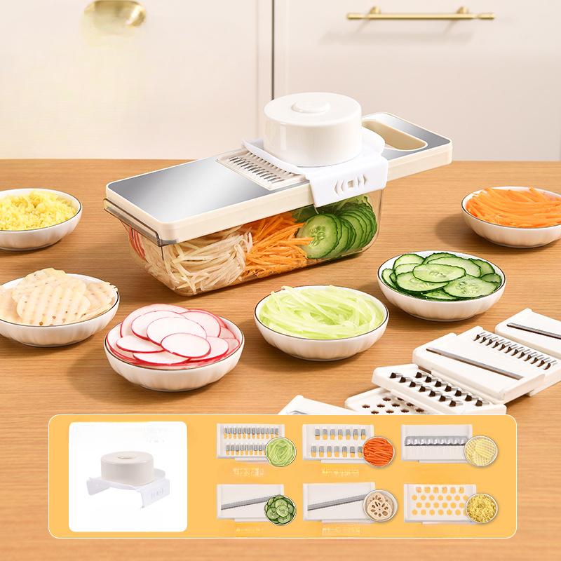 Household Stainless Steel Vegetable Cutter Kitchen Vegetable and Potato Grater Anti-slip Handle with Hand Guard and Grater