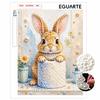 DIY Stretched Canvas Pearl Art Kit Bunny Bathroom Toilet Paper Design 5D Sparkling Bead Painting Relaxing Hobby Gift for Home Decor