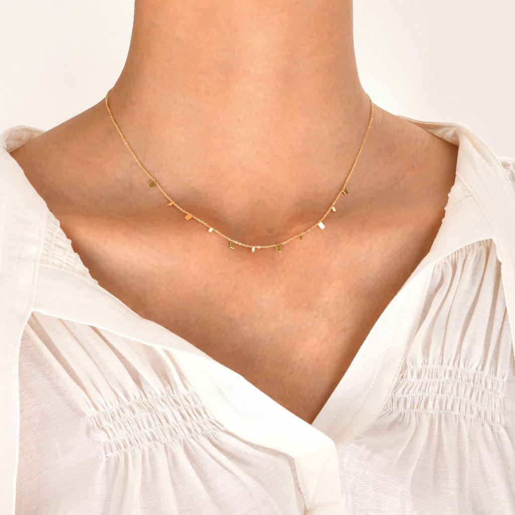 Boho Stainless Steel Chain Necklaces for Women ,Geometric Multi Pendants Gold Plated Multilayer Jewelry