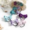 40Pcs Glitter Silky Ribbon 2.5" Hair Bows Pigtail Holders Elastic Ties Hair Bands For Baby Girls Toddlers Gifts In Pairs