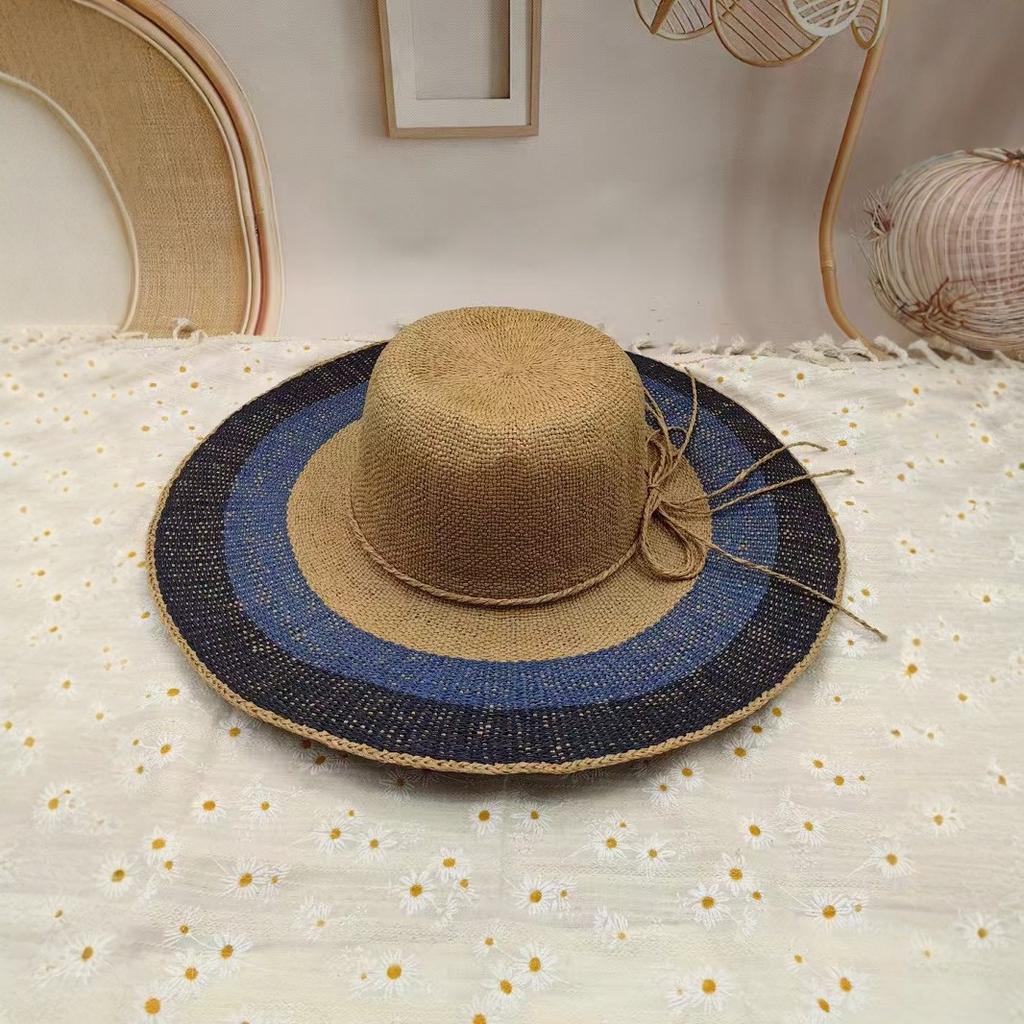 Dale Le Vintage Big Brim Straw Hat Women'S Summer Straw Hat Travel Sunscreen Hat Sun Hat