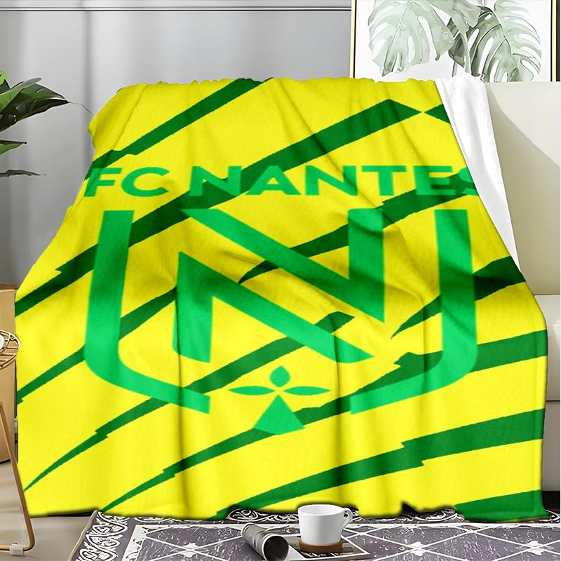 1PC Fc Nan-tes Crest Design Printed Soft Flannel Blanket Throw for Adult Bedroom Living Room Sofa Camping Travel Fan gifts Christmas Gifts