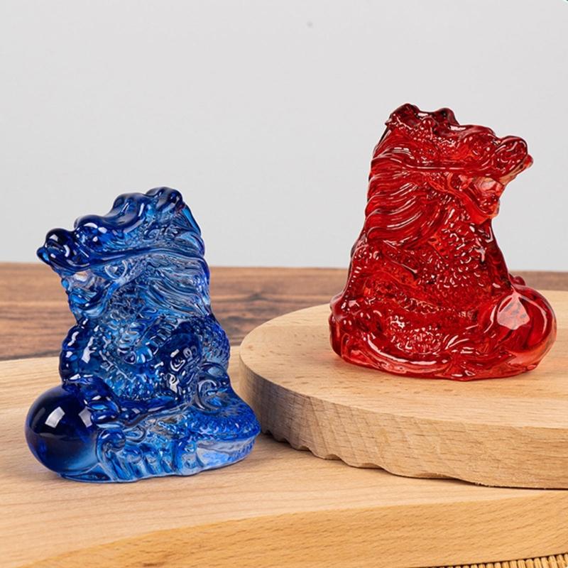 Unique Dragon Ornament Twelve Zodiac Glass Dragon Crafts Perfect New Year Gift for Feng Shui Animal Room Decor