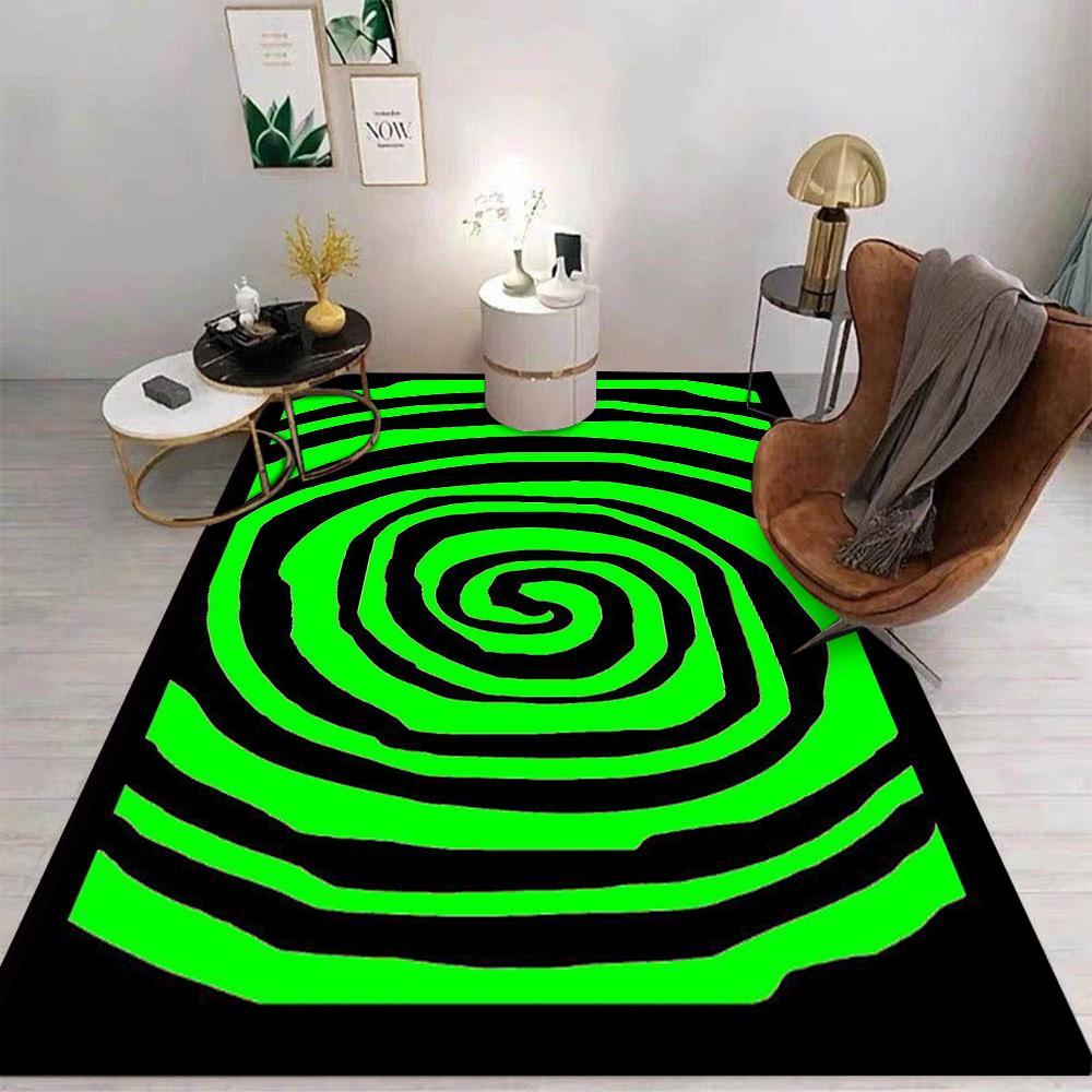 3D Vortex Area Rug Geometric Spiral Modern Abstract Optical Illusion Floor Mat for Living Room Bedroom Visual Effect Non Slip