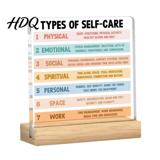 Warm Gift for Friends Motivational Mental Health Desktop Decoration Acrylic Sign with Wooden Stand Spiritual Support Office Desk Decor Inspirational
