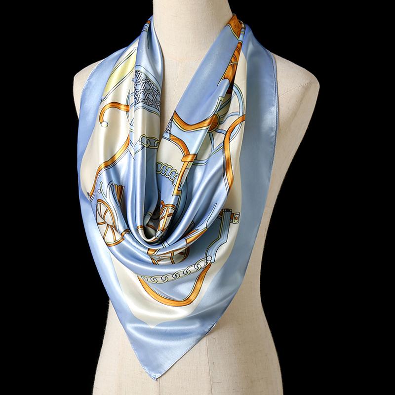 Women Silk Square Scarf Lady Bandana Head Wrap Shawl Satin Foulard Female Large Hijab Neckerchief Scarves Pashmina 2021 Headband