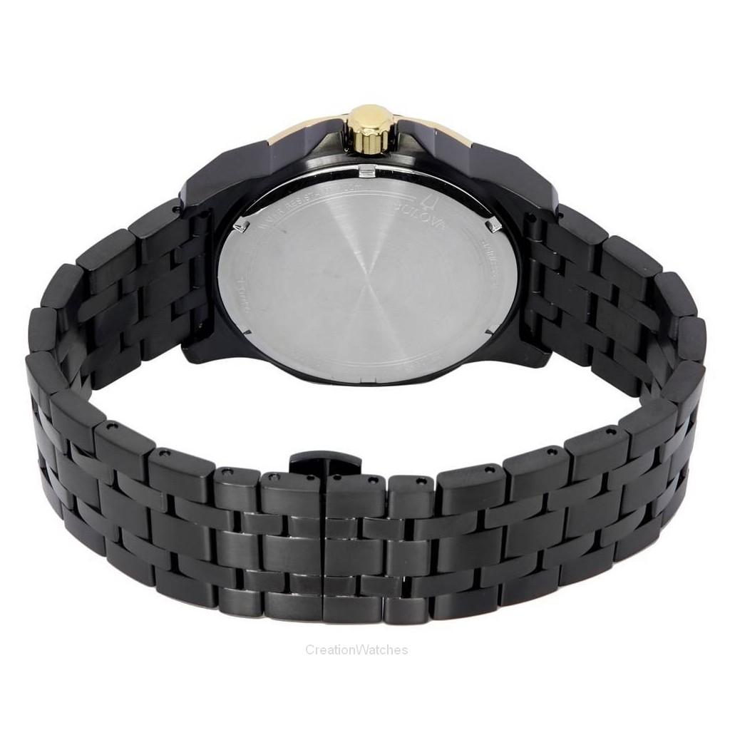 BULOVA Zegarek męski z diamentową gwiazdą morską i czarną tarczą kwarcowy 98D176 100M