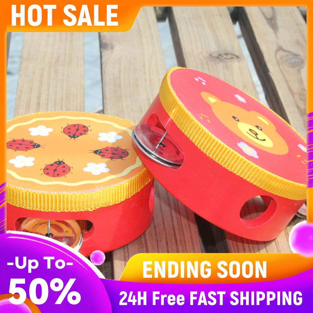 

10cm Wooden Hand Drum Baby Toys Manual Color Random Musical Instrument Percussion Teaching Aids Lightweight for Kids Party Game China Mainland