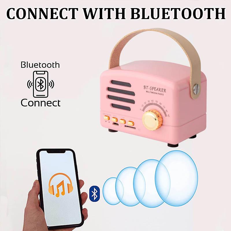 Retro-Mini-FM-Radio, klassischer FM-Empfänger, Vintage-Bluetooth-Lautsprecher, schwerer Bass-Subwoofer, TF-Player, wiederaufladbare Radios als Geschenk