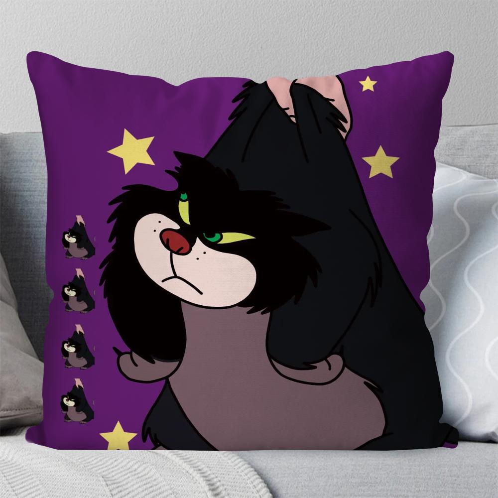 Cartoon Cute L-Lucifer Cat Pillow Case Square Pillow Bedroom Sofa Leisure Comfort Cushion Car Living Room Home Decoration 40X40
