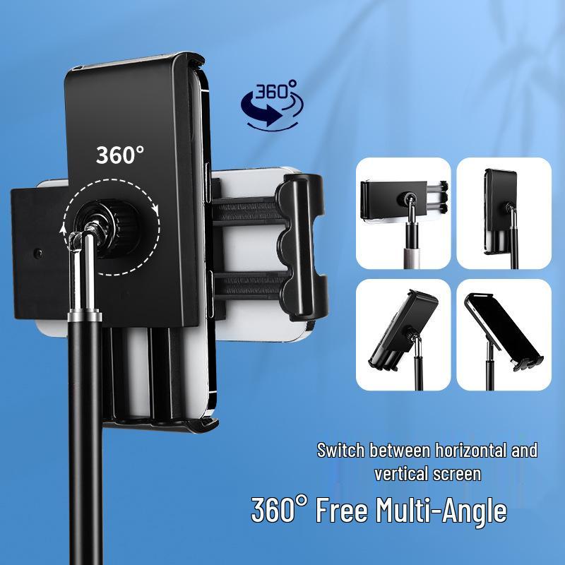 Adjustable Metal Telescopic Phone and Tablet Stand - Portable with Rotating Base