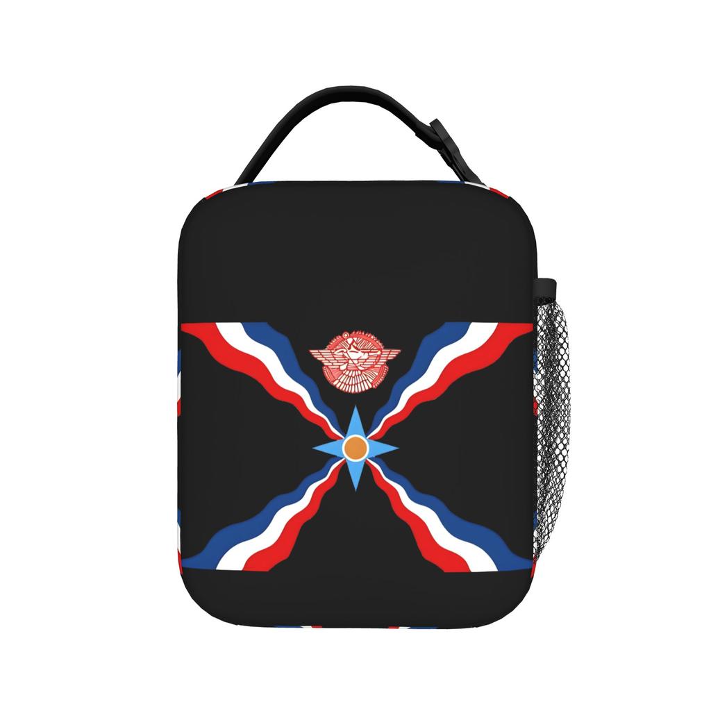 Assyrian Flag Lunch Bag For Women Picnic Graphic Lunch Box Fun Waterproof Thermal Tote Handbags