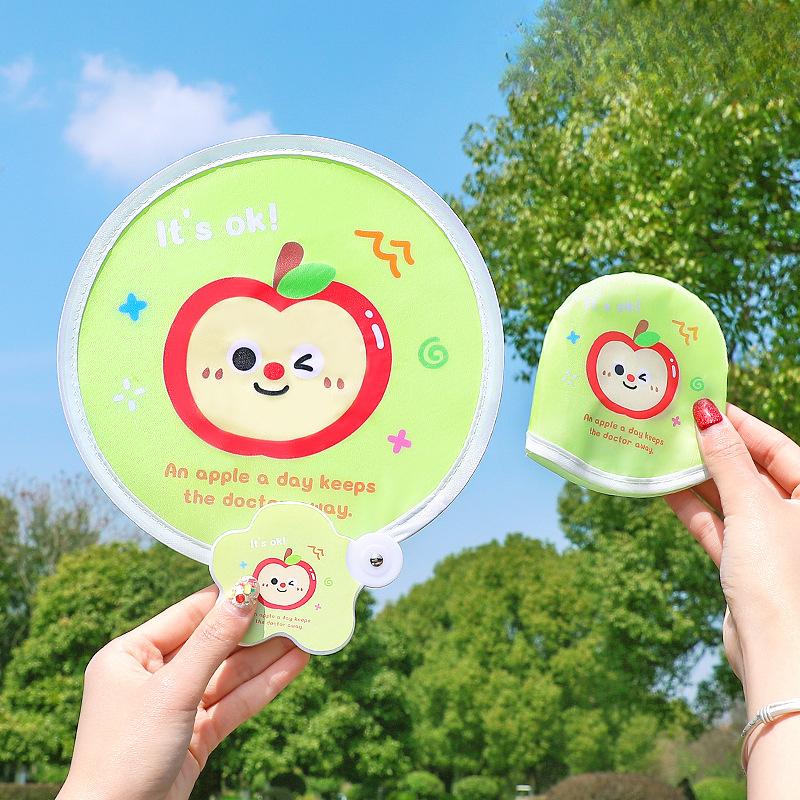 1PCS Cute Folding Fan with Reflective Board Cartoon Portable Fan Small Fan Student Mini Fabric Group Fan Folding Fan