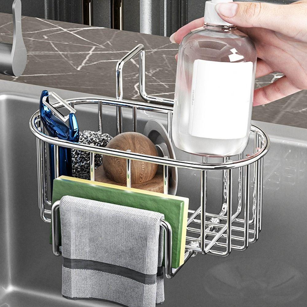 Hanging Stainless Steel Sink Drain Basket Silver/Black/Grey Soap Holder Rack Kitchen