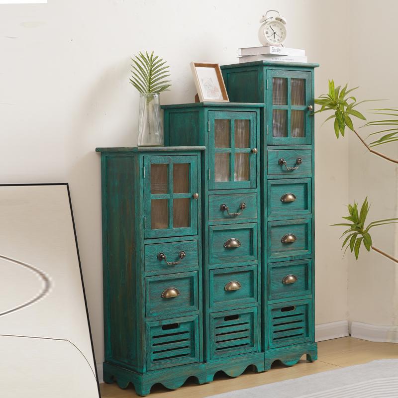 American Solid Wood Narrow Five-Drawer Sideboard and Bedside Cabinet
