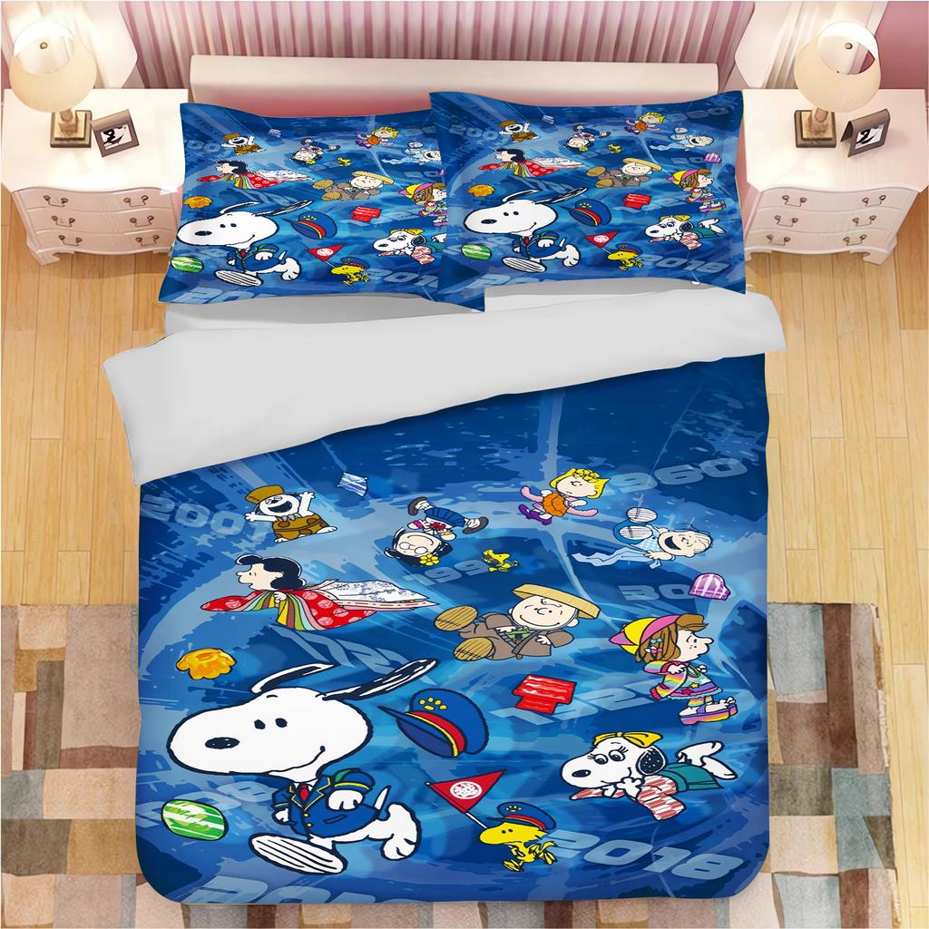 Snoopy Anime Home Bedroom Comforte Nordic polyester material suitable for children and adults 3-piece set