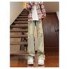 American street washed old ripped jeans men's spring and autumn straight loose European and American high street vibe wind long pants