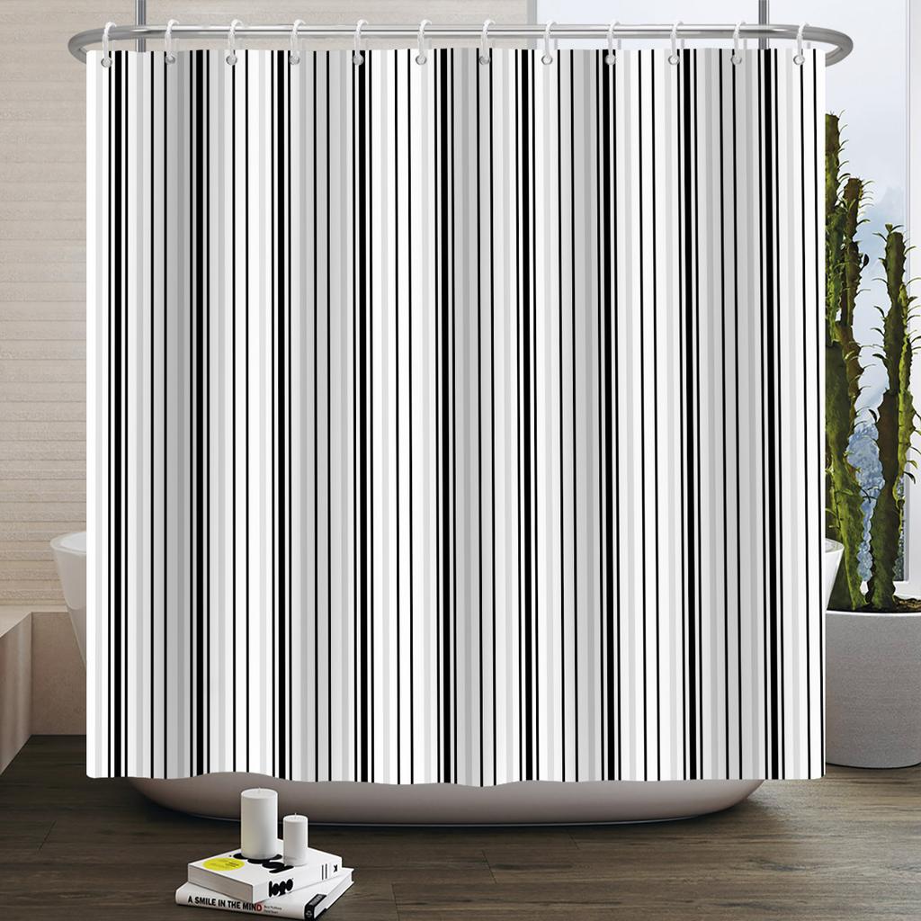 Simple Line Pattern Shower Curtain for Bathroom Waterproof Polyester Fabric Home Decor Bath Curtain Bathtub Partition Screen