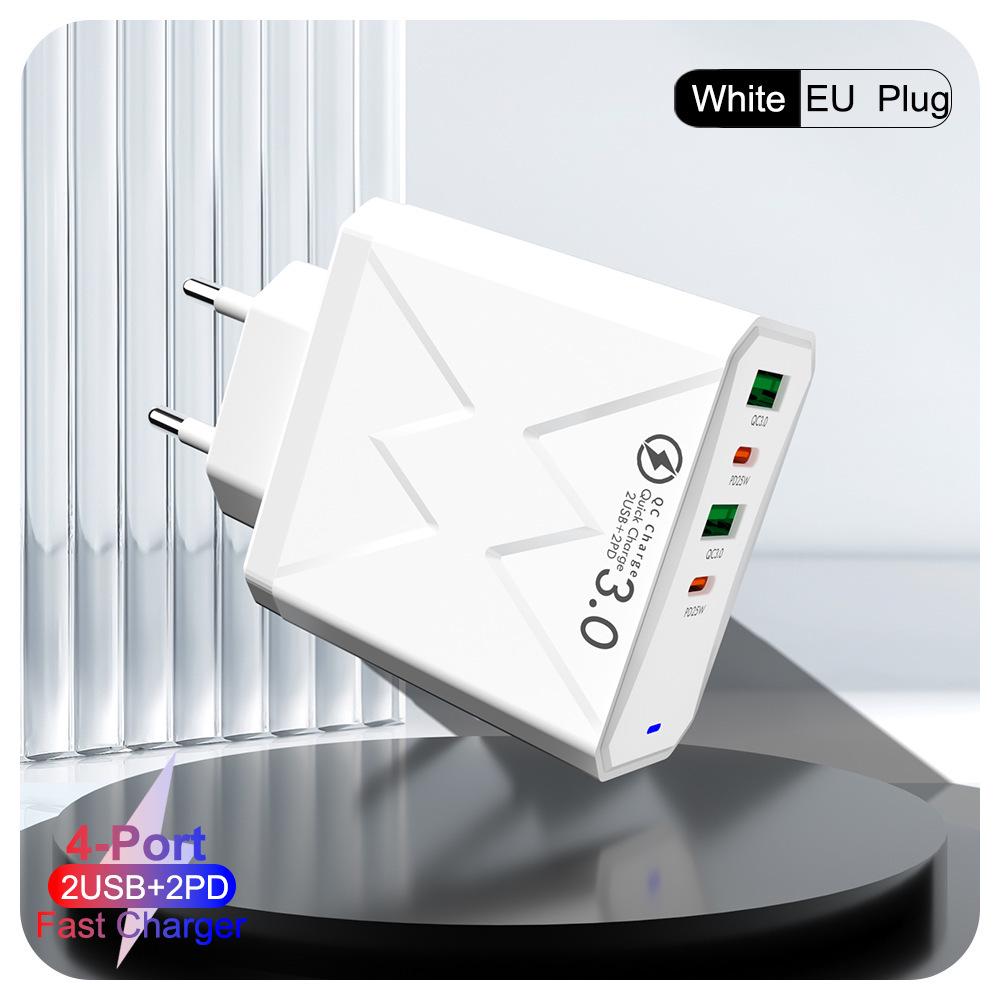 65W PD Fast Charger QC3.0, Compatible with Phones and Tablets, EU Standard.