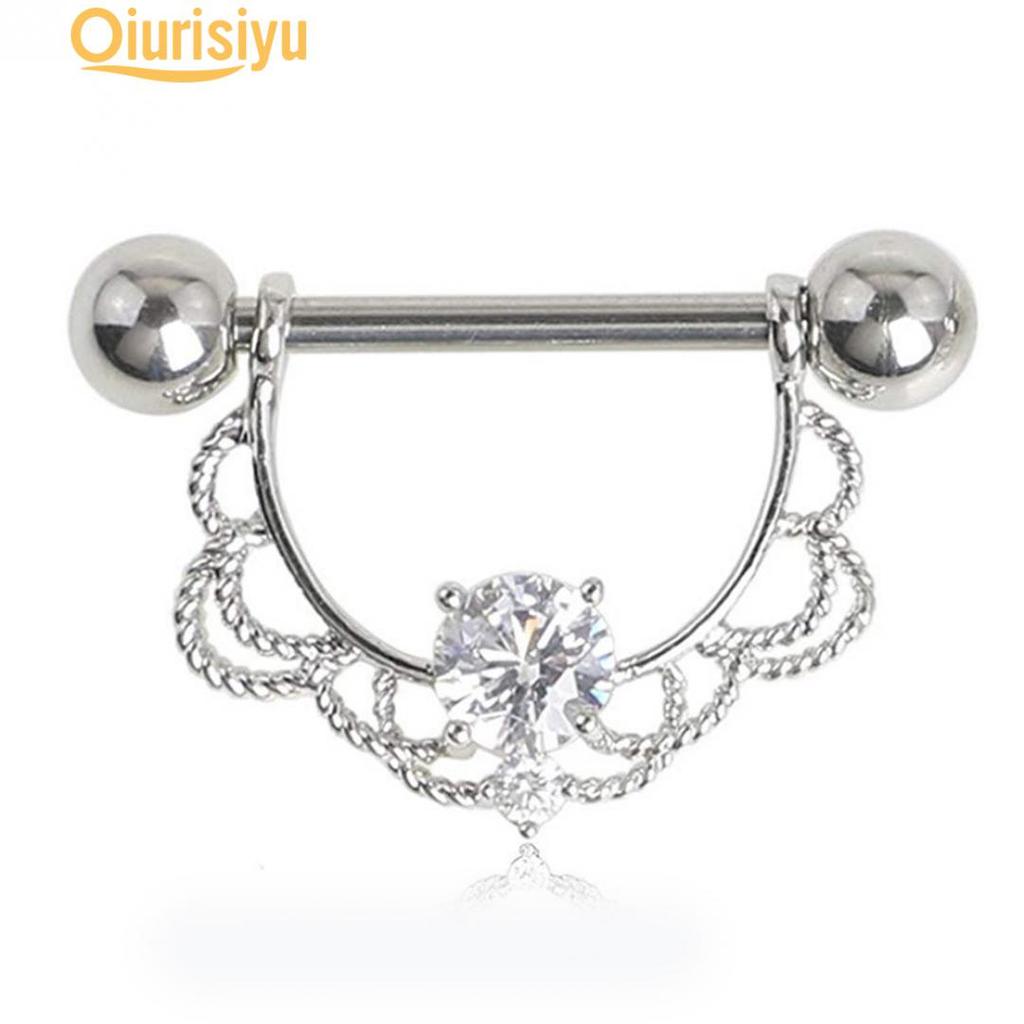 Buy 8 Pairs Heart Leaves Rhinestone Female Barbell Nipple Ring Body