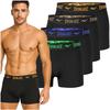 Men’s Boxer Briefs 4-Pack, Black Cotton Underwear with Colored Logo