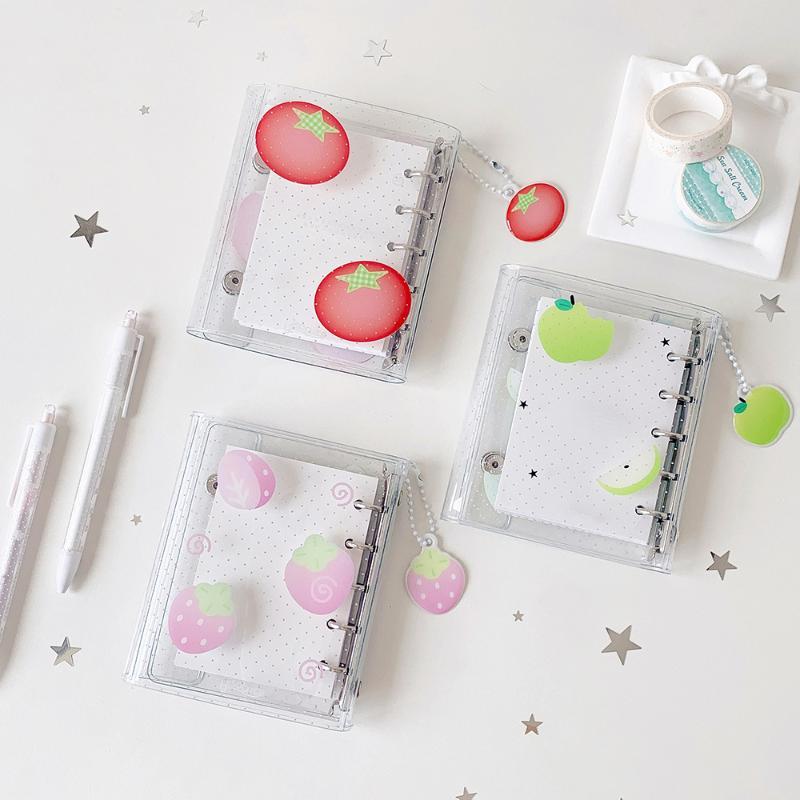 Colorful Transparent Binder Loose Cover Journal Sketchbook Office Supplies Accessories