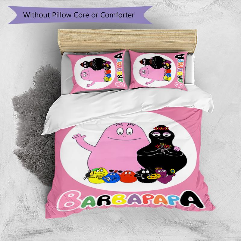 Barbapapa 3pcs Bedding Set Duvet Cover Closure Includes 1 Duvet Cover & 2 Pillowcases for All Seasons Bedroom Home Dorm Decor